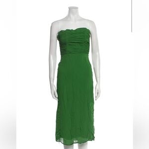 Reformation Strapless Dress in Vibrant Green